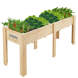 Garvee Letto Da Giardino Rialzato In Legno Di Abete Naturale 72x23x30IN Con Ganci E Piedi Alti Per Patio E Balcone - Varnish