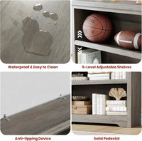 Garvee Libreria Rustica Alta 190,5 cm 2-6 Ripiani Regolabili MDF Robusta Antiribaltamento Soggiorno Studio