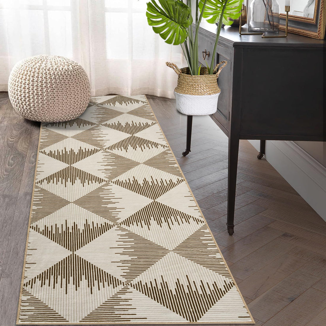 Tappeto lavabile Garvee per soggiorno 80x150cm antiscivolo in polipropilene beige per camera da letto cameretta per bambini sala da pranzo