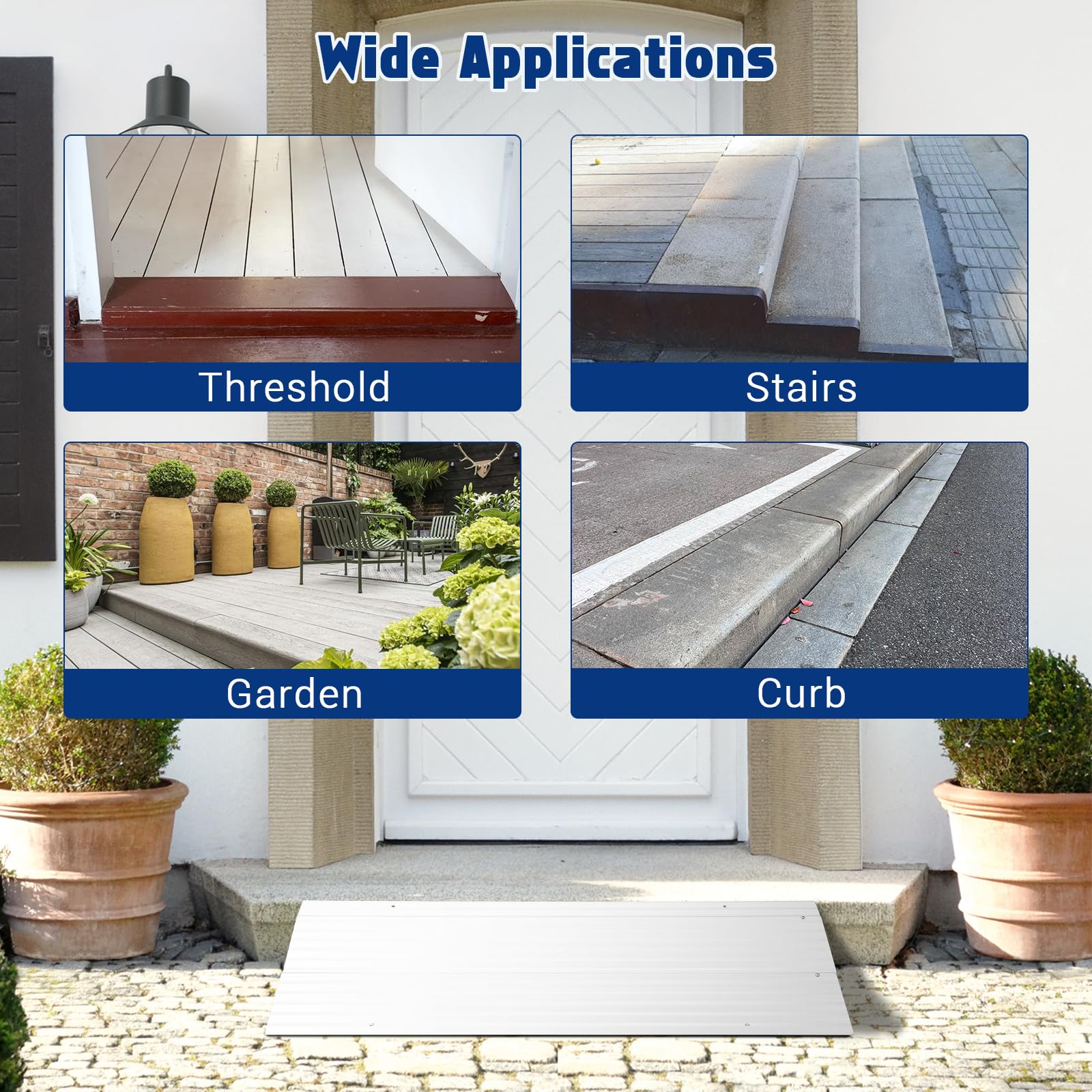 Rampa di soglia in alluminio Garvee, 2 pezzi – 34" L x 11,6" W x 2,3" H, capacità di carico di 700 libbre, per sedie a rotelle, scooter e bici elettriche