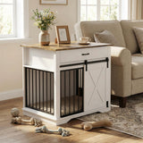 Garvee Gabbia Per Cani 97 cm In Stile Fattoria, Mobile Multiuso Con Porta Scorrevole E Cassetto, Legno Ingegnerizzato, Struttura Metallica, Interno Spazioso, Per Cani Piccoli E Grandi