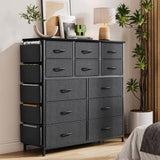 Garvee Cassettiera 12 Cassetti Tessuto con Tasche Laterali, Organizzatore Spazioso per Camera da Letto e Soggiorno, Leggera, Facile da Pulire