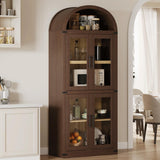 Garvee Libreria Ad Arco Con Ante 6 Ripiani Moderno Elegante In MDF Con Protezioni Metalliche E Vetro Per Soggiorno E Ufficio 71.65"x29.92"x15.83" Naturale