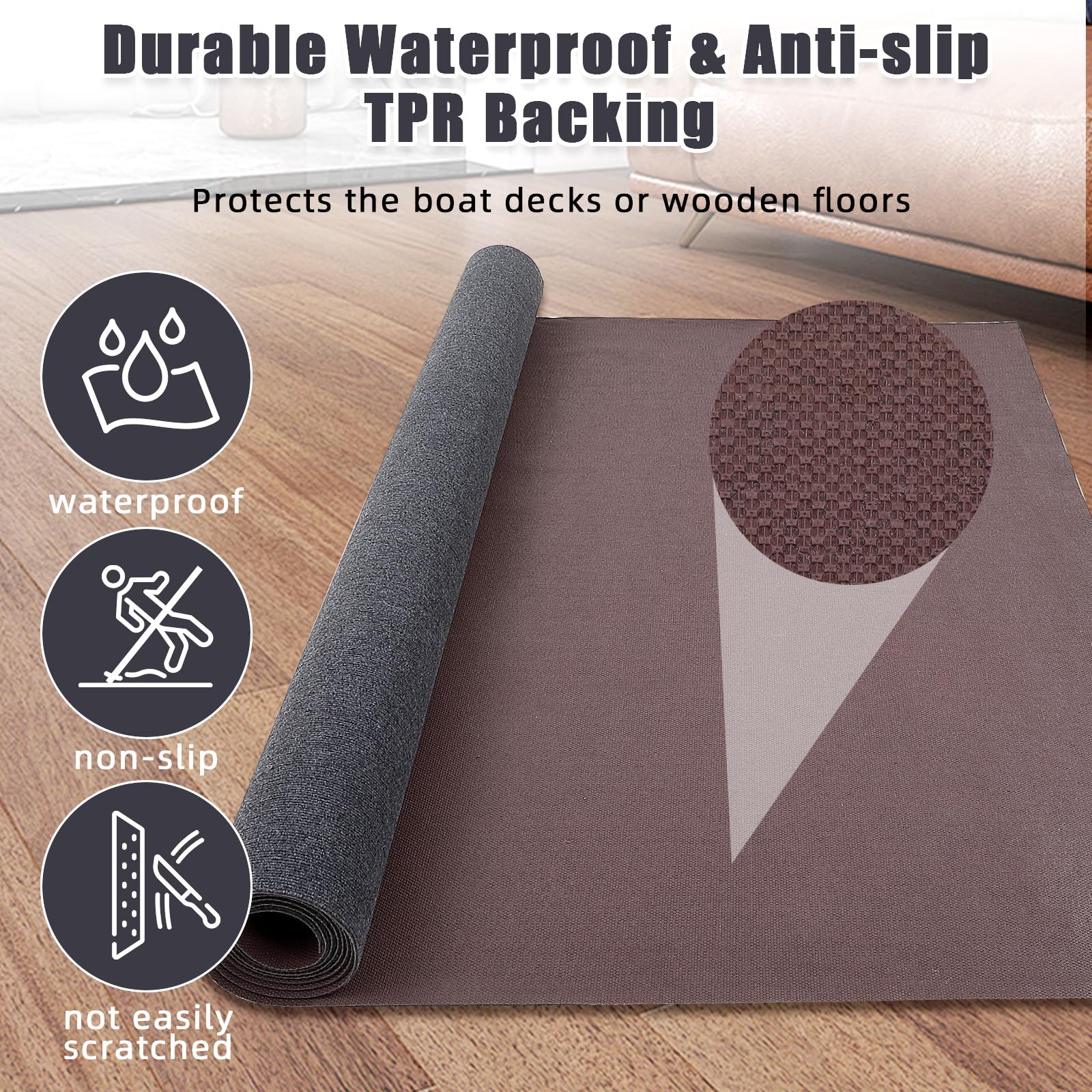 Garvee Boat Flooring 1,8x4m Tappetino marino antiscivolo Tappeto per esterni per barche Yacht SUP Kayak Camper, grigio