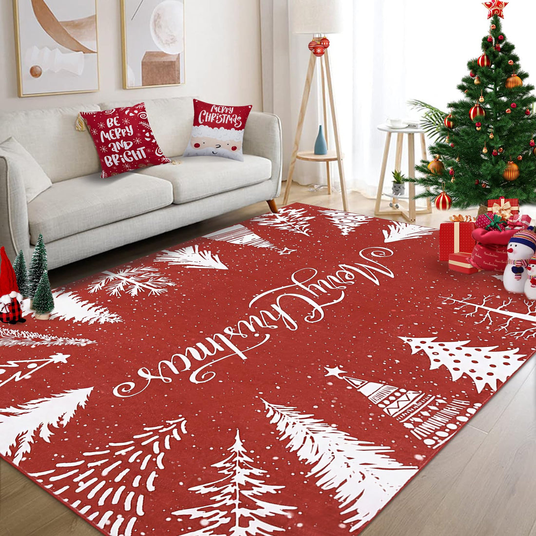 Tappeto natalizio Garvee, moderno tappeto lavabile antiscivolo per camera da letto, sala da pranzo, soggiorno, 80x150 cm