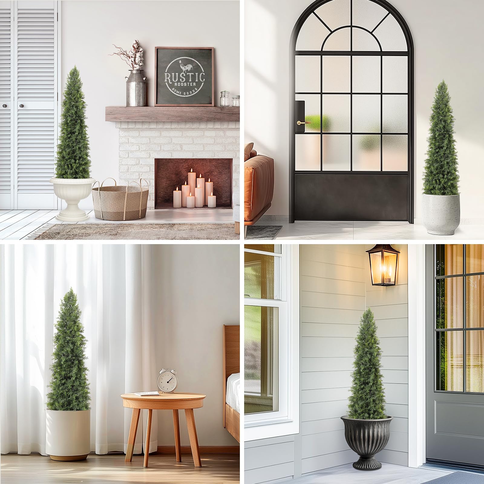Albero di cedro artificiale Garvee da 48 pollici, resistente ai raggi UV, realistico, tronco di legno, resistente alle intemperie, set da 2, decorazione natalizia per esterni, verde