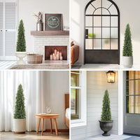 Albero di cedro artificiale Garvee da 48 pollici, resistente ai raggi UV, realistico, tronco di legno, resistente alle intemperie, set da 2, decorazione natalizia per esterni, verde