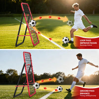 Rete da rimbalzo per calcio Garvee 3,7x3,7 piedi con telaio in ferro, angolo regolabile per giardino e campo, robusta, facile da montare