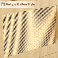 Libreria Garvee a 5 ripiani con ante in rattan, robusto legno MDF, soggiorno e ufficio, 31,5"L x 63"A, stile boho