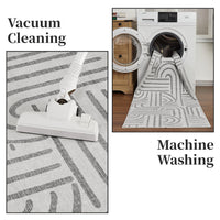 Tappeto per soggiorno Garvee 200x290, lavabile, antiscivolo, a pelo corto, grigio, per soggiorno, camera da letto, sala da pranzo