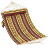 Garvee Amaca Doppia Trapuntata Tessuto con Barre in Legno Massello per Patio Esterno 2 Persone Rosso Giallo - Red And Yellow Stripes