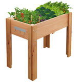 Garvee Letto Da Giardino Rialzato In Legno Di Abete Naturale 34x18x30IN Con Rivestimento E Ganci Per Orto E Balcone - Oak Color