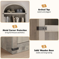 Libreria Garvee con ante, stile rustico, in legno MDF, protezioni angolari in metallo, per soggiorno e ufficio, altezza 71,65 pollici, colore naturale