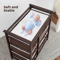 Fasciatoio Garvee con 6 cassetti, sponde di sicurezza, altezza regolabile per neonati e bambini, legno, tappetino impermeabile, facile da pulire