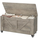 Panca portaoggetti Garvee con ruote, cassapanca in legno da 39,4", capacità di carico di 350 libbre, grigia, per corridoio e soggiorno, versatile