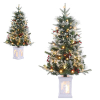 Albero di Natale artificiale Garvee, confezione da 2 – 91 cm, 78 LED (bianco caldo), 8 modalità di luce, base semicircolare, fibra ottica, effetto gelo