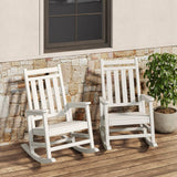 Garvee Set 2 Sedie a Dondolo Adirondack in HDPE Alta Resistenza Ergonomico Per Patio e Veranda 172KG - White