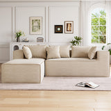 Garvee Divano Modulare a Forma di L in Poliestere con Schiuma ad Alta Densità e Cuscini, Rivestimento Chenille, per Soggiorno e Camera, Senza Montaggio, Grigio - Beige