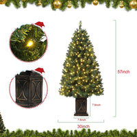 Albero di Natale artificiale Garvee da 4.5 piedi verde con 300 luci LED, 8 modalità di illuminazione, anche in PVC per casa e fisso, base in cemento, denso e realistico