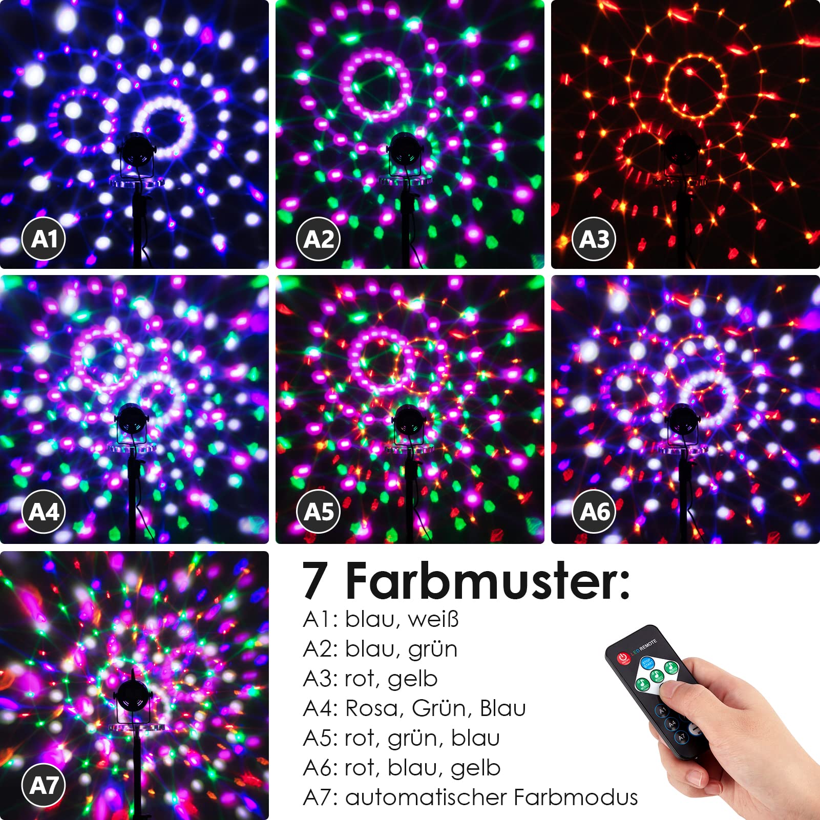 Garvee 2er Pack LED Tanzraumlichtkugel Mit Fernbedienung Für Partys Und Kinder, 7 Farben RGB, Flexibles Stativ, Sicheres Material