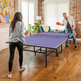 Garvee Tavolo da Ping Pong Portatile 9 Ft Indoor/Outdoor, 12 mm MDF, Telaio in Alluminio, Pieghevole con Ruote, Facile Montaggio, per Adulti e Teen, Blu