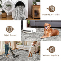 Tappeto vintage lavabile Garvee 80x150cm antiscivolo morbido per soggiorno camera da letto cucina grigio retrò