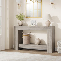 Tavolo consolle Garvee da 47" per corridoio, 2 livelli, legno robusto, rustico, con spazio di archiviazione, soggiorno e ingresso, marrone