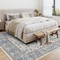 Tappeto lavabile Garvee di ispirazione vintage con motivo floreale classico per soggiorno e camera da letto, 160x230 cm, morbido cotone, antiscivolo