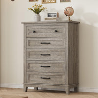 Cassettiera Garvee a 5 cassetti con ampio spazio di archiviazione, in legno MDF, tavolo impermeabile per camera da letto e soggiorno, 31,5x15,8x41,3 pollici, colore naturale