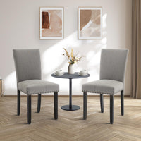Set di 2 sedie da pranzo imbottite Garvee, tessuto, finiture con borchie, gambe in legno, ergonomiche, moderne, grigio chiaro, per cucina e ristorante