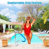 Corrimano per piscina Garvee 55"x32" in acciaio inossidabile 304, antiruggine, maniglia blu, base robusta per piscine interrate, capacità di carico di 385 libbre