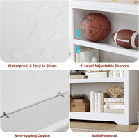 Garvee Libreria Rustica Alta 190,5 cm con 2-6 Ripiani Regolabili, MDF Robusta, Design Elegante, Anti-Ribaltamento per Soggiorno e Studio, Bianco