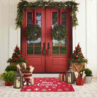 Zerbini natalizi Garvee con fiocchi di neve, antiscivolo, zerbino Merry Christmas, 40x60 cm, per uso interno ed esterno, multicolore