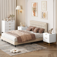 Garvee 5-Schubladen-Schrank MDF Bianco mit Goldfüßen für Wohnzimmer und Büro, 73x51,5x20,5 cm, Modernes Rhombus-Design