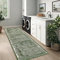 Tappeto Garvee lavabile a pelo corto 80x150 cm verde militare per soggiorno, camera da letto, sala da pranzo, cucina, corridoio