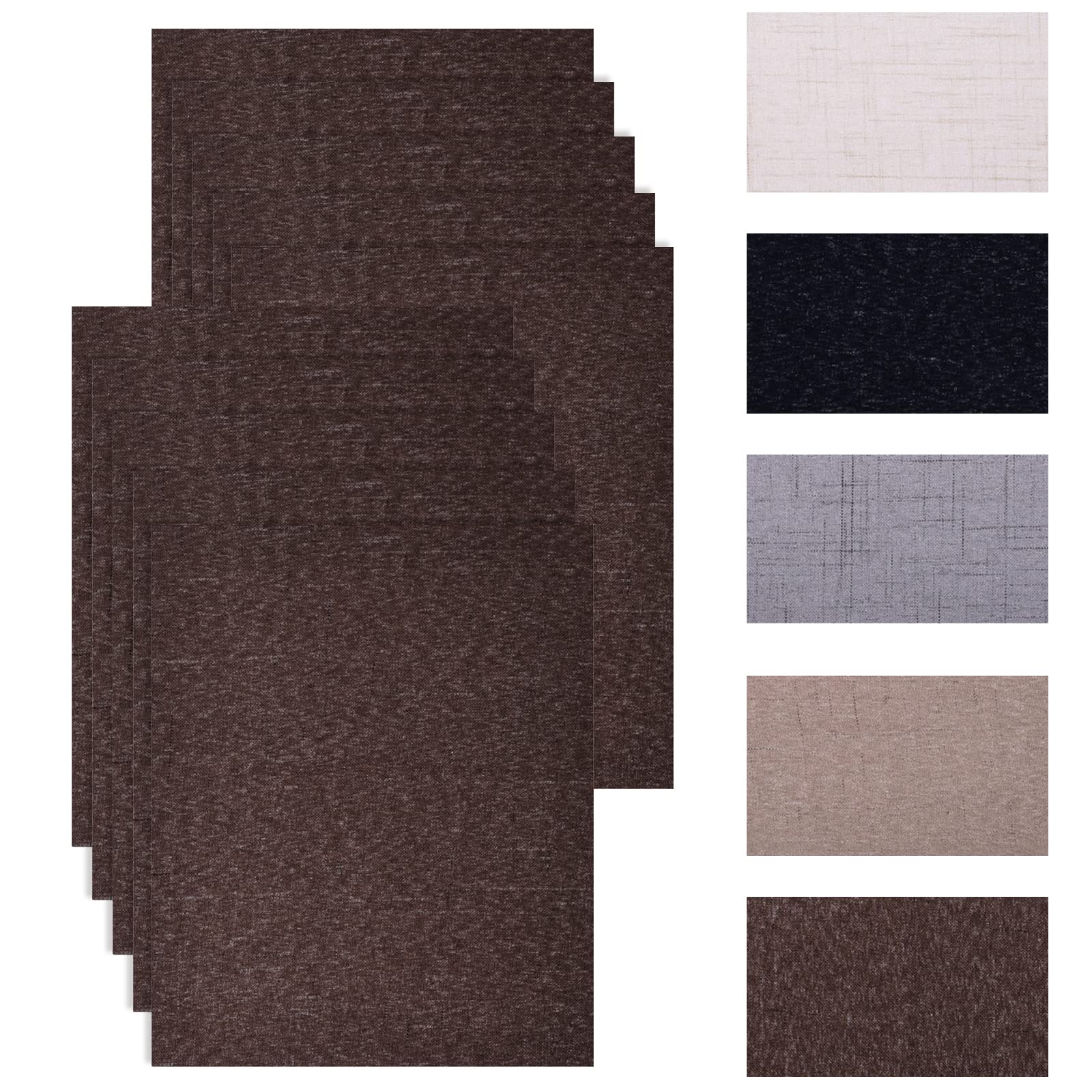 Garvee Toppe autoadesive in tessuto di lino, toppe colorate per riparazioni di vestiti, divani, fai da te (20,3 x 22,9 cm), marrone, 10 pezzi