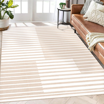 Tappeto Garvee lavabile a pelo corto 120x170 beige per soggiorno, camera da letto, ufficio, arredamento per la casa