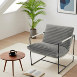 Garvee Poltrona Sling Accent in Metallo Moderno con Cuscino in Schiuma, Rivestimento in Lino, Design Compatto per Soggiorno e Camera da Letto, Grigio - Dark Grey
