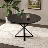 Tavolo da pranzo rotondo Garvee da 47 pollici con base in metallo per cucina e sala da pranzo, per 4-6 persone, piano in legno MDF, antigrafio, antiscivolo