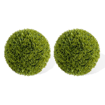 Set Garvee con palline di bosso artificiale da 15,7 pollici, resistente ai raggi UV e all'uso manuale, materiale PE, decorazione sull'interno e sui lati, verde