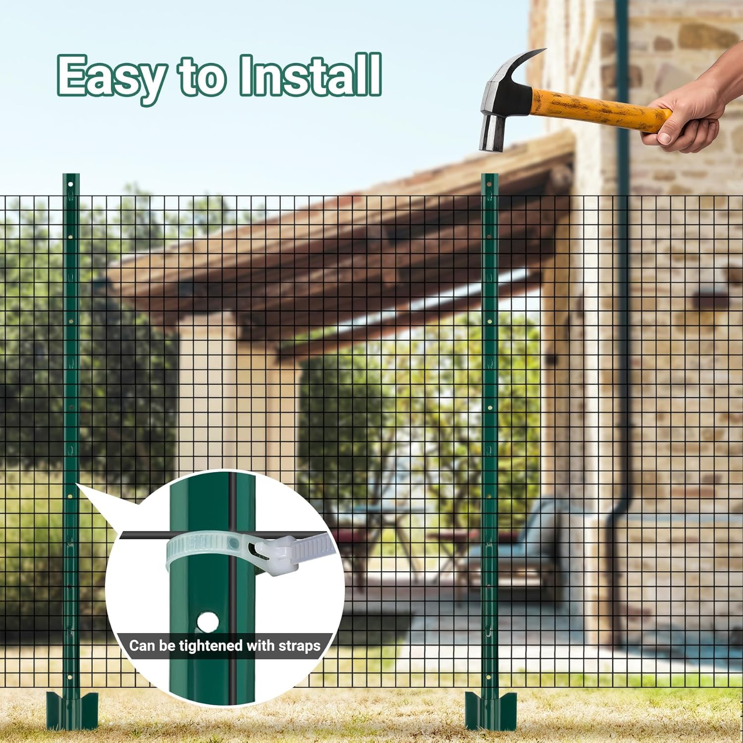 Pali per recinzione Garvee da 183 cm, robusti pali in metallo per recinzioni da giardino, schermi per la privacy, pali in acciaio, recinzioni in filo metallico per esterni, neri