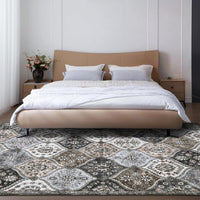 Tappeti vintage lavabili Garvee 120x170cm, pieghevoli, a pelo corto, per interni, per soggiorno, ufficio, cameretta dei bambini, grigio marrone