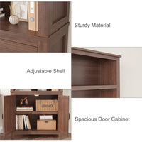 Libreria Garvee Farmhouse da 71" con ante, 5 ripiani, robusto legno MDF, venature del legno retrò, libreria per soggiorno e ufficio