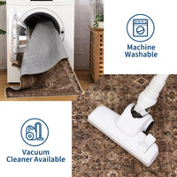 Tappeto Garvee Boho, Soggiorno, Vintage, Lavabile, Pelo Corto, Antiscivolo, Tappeti per Camera da Letto, Stile Retrò, 120x170 cm, Marrone Rossastro