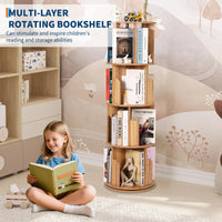 Scaffale girevole in legno Garvee, 4 ripiani, girevole a 360°, multifunzionale, soggiorno, cameretta dei bambini, salvaspazio