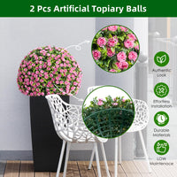 Garvee - Set di 2 palline di fiori artificiali da appendere, 17,7" (45 cm), in polietilene, rosa, per uso interno ed esterno