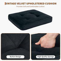Set di 2 sedie da pranzo in rattan naturale Garvee con seduta imbottita in velluto e gambe in legno massello per cucina e sala da pranzo, stile boho nero