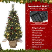 Albero di Natale Garvee da 90 cm con base in juta a LED – Albero di Natale artificiale con 150 LED bianchi caldi, ideale per soggiorni, uffici o piccoli spazi per decorazioni festive