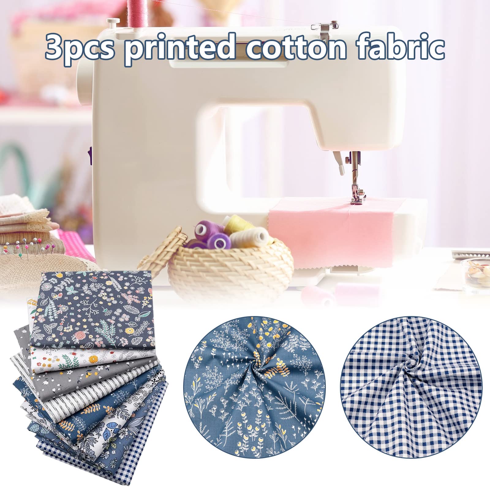 Set di 8 tessuti patchwork Garvee, cotone, 50x50 cm, morbidi e traspiranti, per cucito fai da te e quilting, motivo floreale