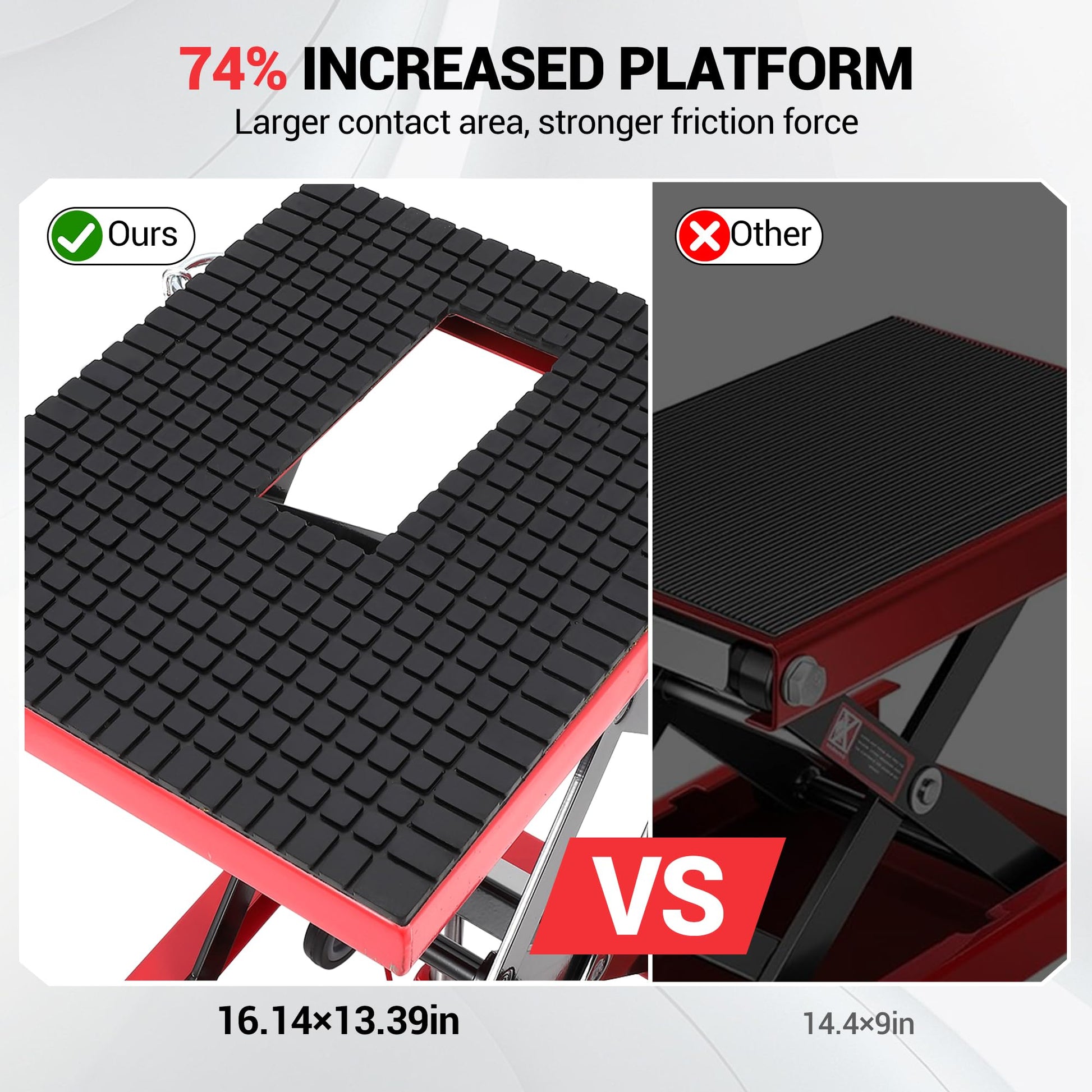 Sollevatore idraulico per motociclette Garvee, capacità di sollevamento 350 libbre, comando a pedale e 4 ruote, per officina e garage, telaio in acciaio, rosso